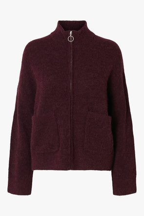 Sia Ras Zipper Cardigan Fig