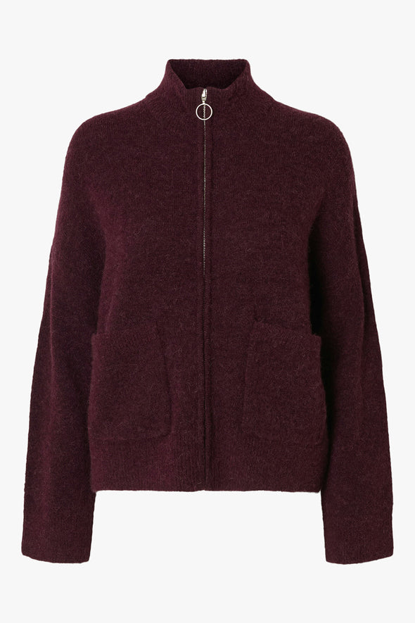 Sia Ras Zipper Cardigan Fig