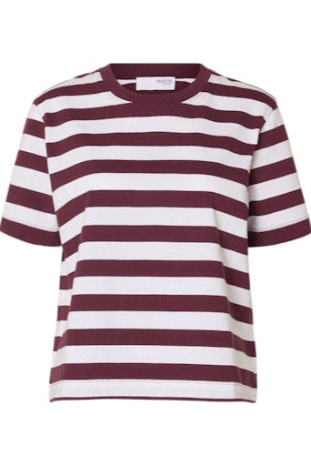 Essential SS Boxy Tee Fig Stripe