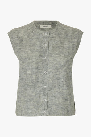 Lulu Button Vest Grey Melange