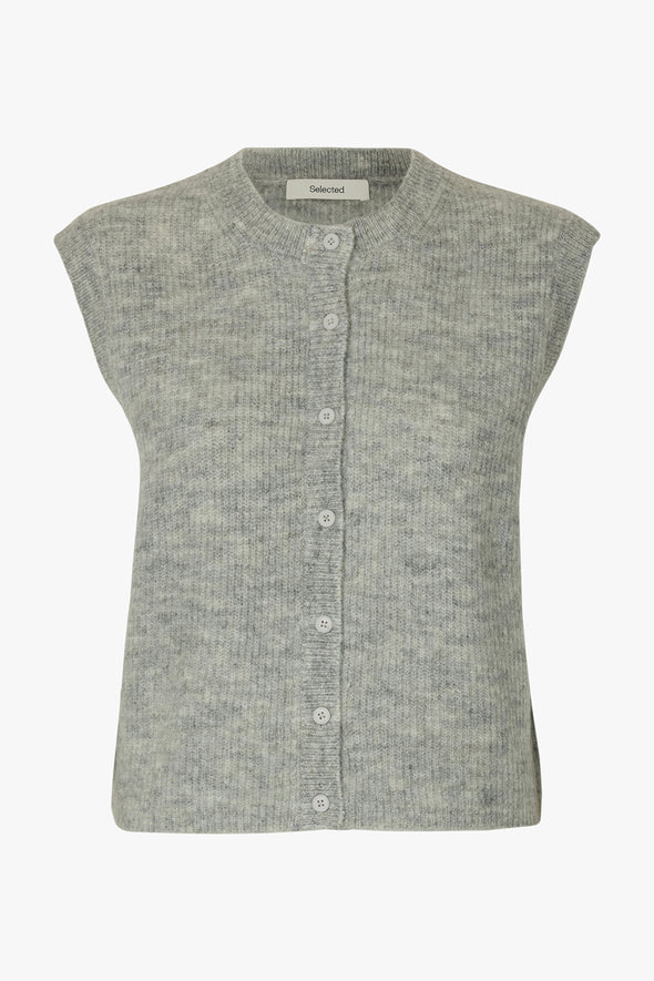 Lulu Button Vest Grey Melange