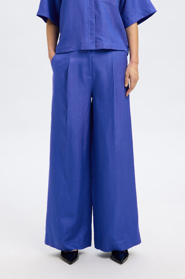 Lyra HW Wide Linen Pants Dazzling Blue