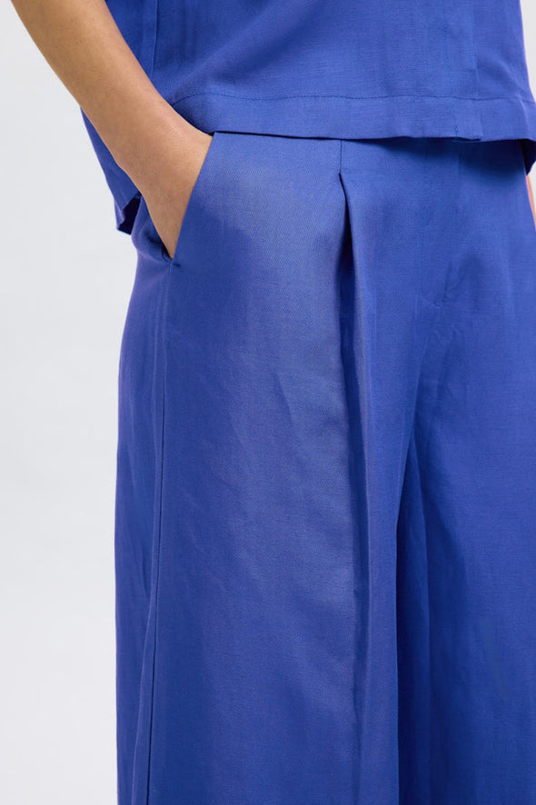 Lyra HW Wide Linen Pants Dazzling Blue