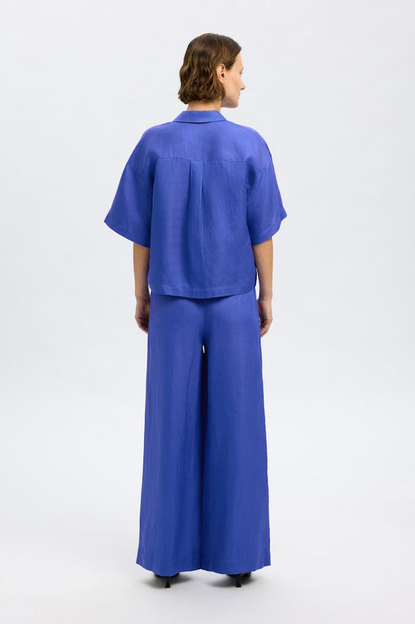 Lyra HW Wide Linen Pants Dazzling Blue