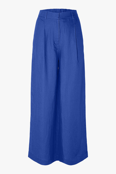 Lyra HW Wide Linen Pants Dazzling Blue