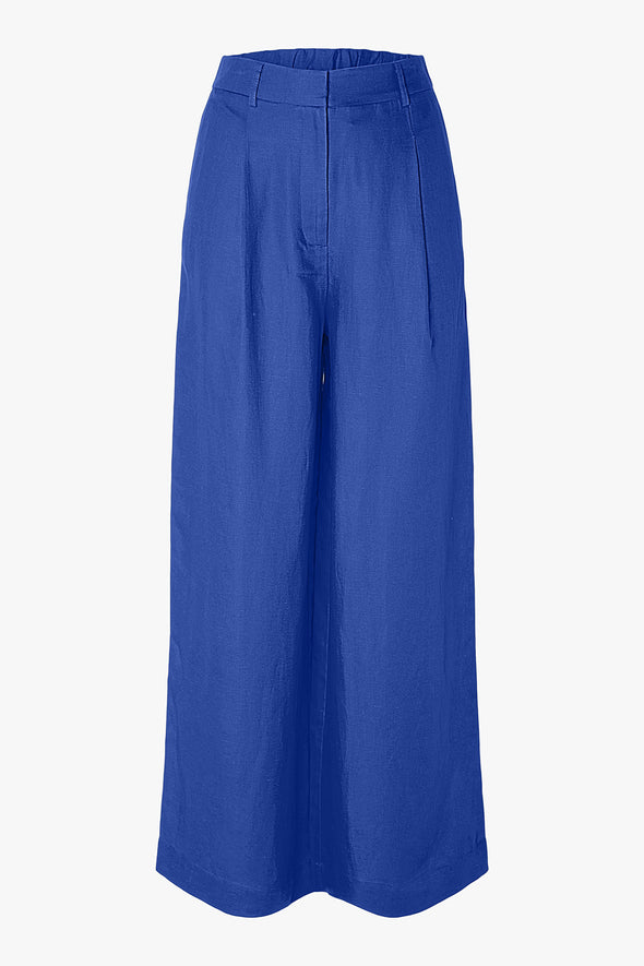 Lyra HW Wide Linen Pants Dazzling Blue