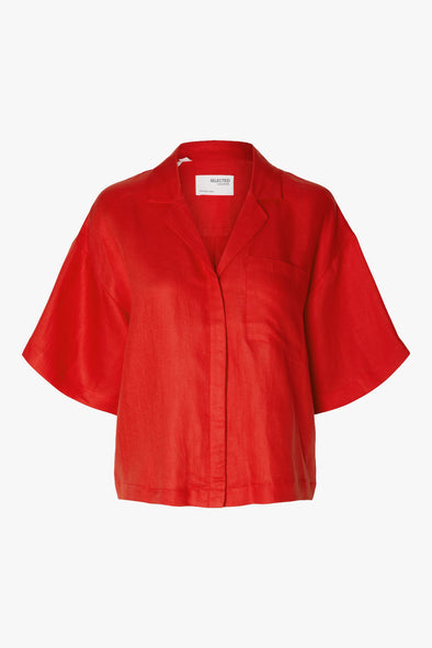 Lyra Linen Shirt Scarlet