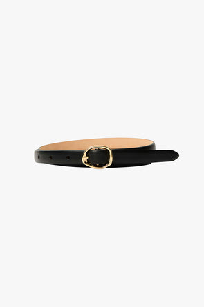 Feline Slim Leather Belt Black