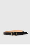 Feline Slim Leather Belt Black