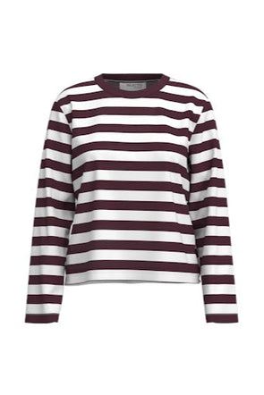 Essential LS Boxy Tee Fig Stripe
