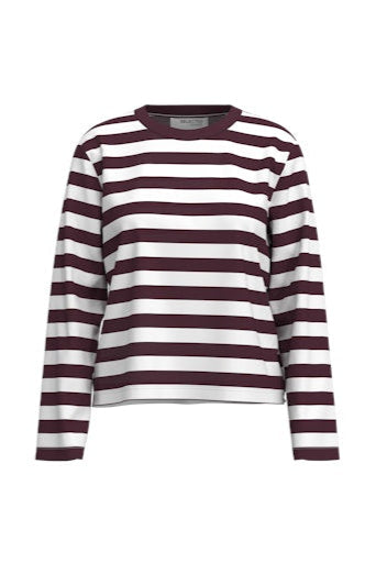 Essential LS Boxy Tee Fig Stripe
