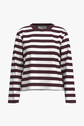 Essential LS Boxy Tee Fig Stripe