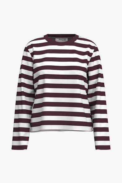 Essential LS Boxy Tee Fig Stripe