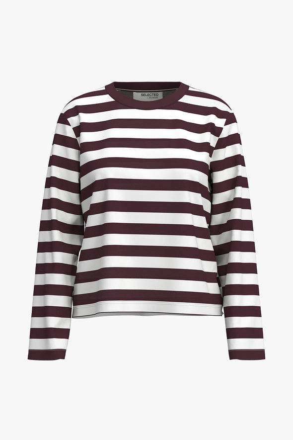 Essential LS Boxy Tee Fig Stripe