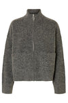 Sia Ras Zipper Cardigan Dark Grey Melange