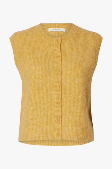 Lulu Button Vest Ochre Melange