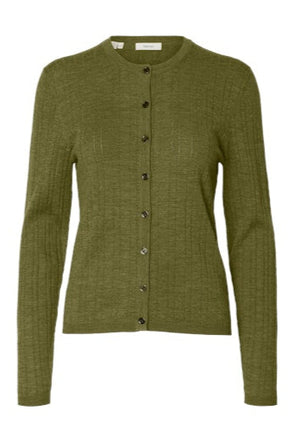 Thea LS Pointelle Cardigan Avocado