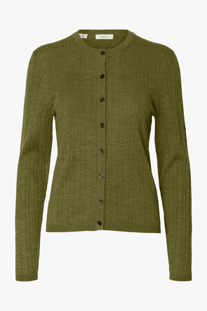 Thea LS Pointelle Cardigan Avocado