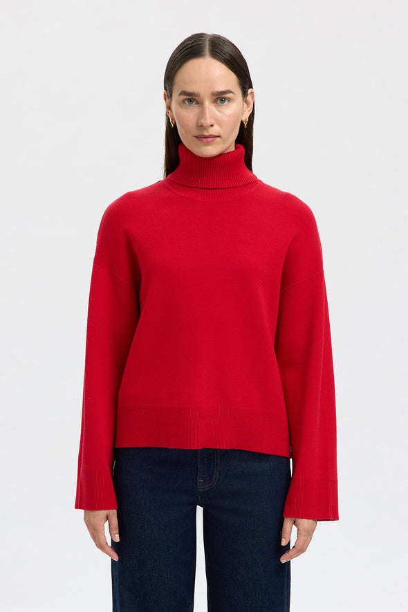 Kamma Rollneck Knit Equestrian Red