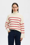 Kamma Rollneck Knit Stripes Birch/Red