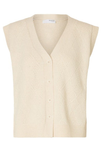 Ea Knit Button Vest Snow White