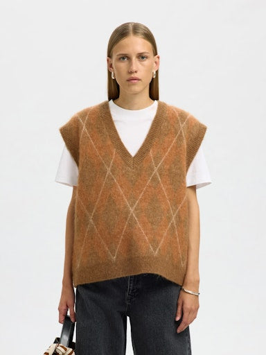 Lulu Argyle Knit Golden Brown