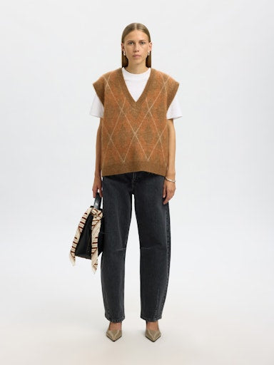 Lulu Argyle Knit Golden Brown