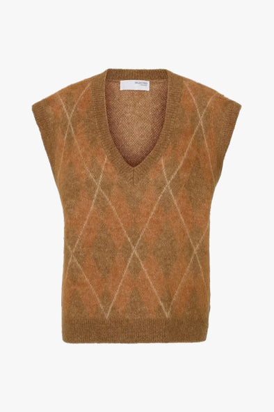 Lulu Argyle Knit Golden Brown