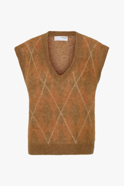 Lulu Argyle Knit Golden Brown