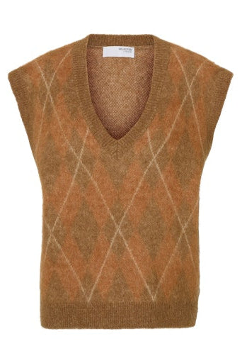 Lulu Argyle Knit Golden Brown