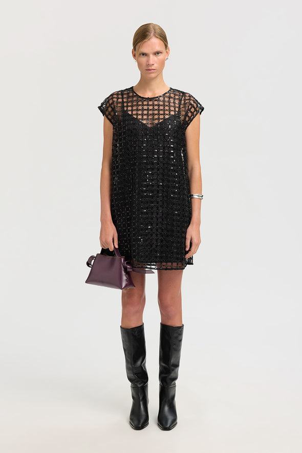 Laren Short Sequins Dress Black