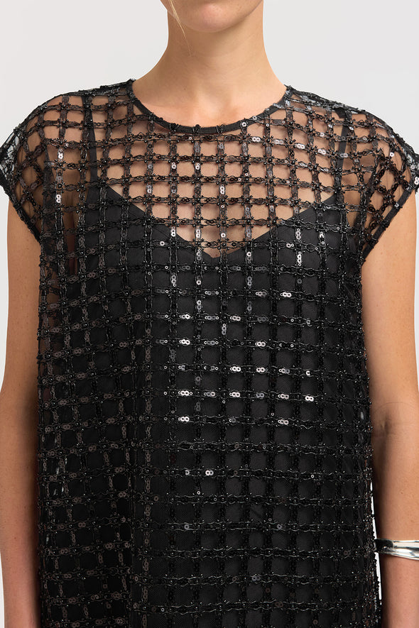 Laren Short Sequins Dress Black