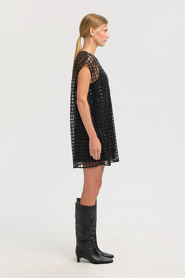 Laren Short Sequins Dress Black