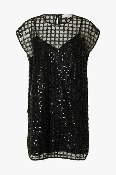 Laren Short Sequins Dress Black