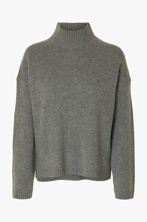 Cille Cashmere High Neck Knit Medium Grey