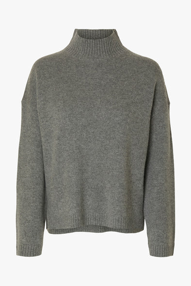 Cille Cashmere High Neck Knit Medium Grey