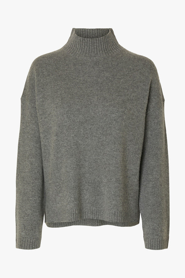 Cille Cashmere High Neck Knit Medium Grey