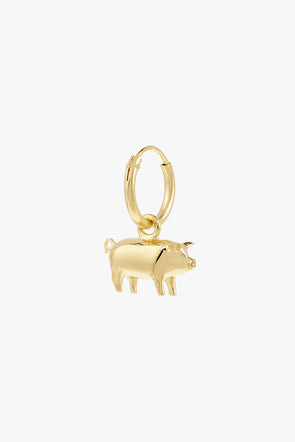 Single Piglet Ring Earring Goldplated