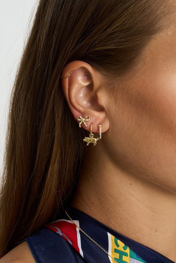 Single Piglet Ring Earring Goldplated