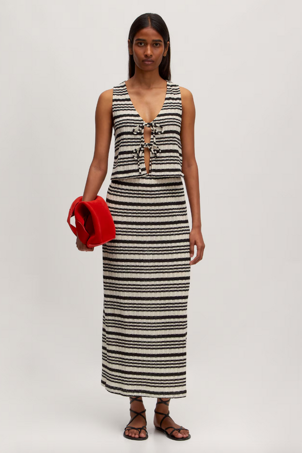 Xue Skirt Black & Cream Stripes