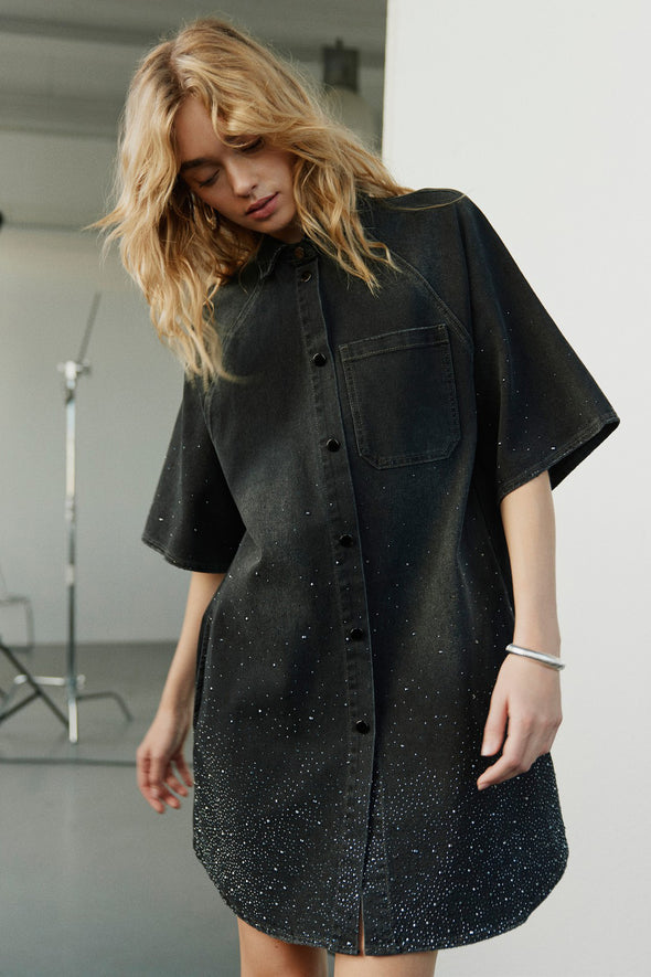 May Shirtdress Washed Black
