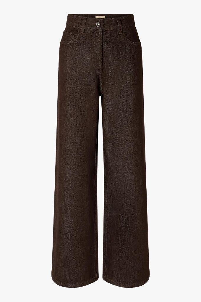 Line Straight Pants Brownim