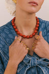 Coral Sunset Beaded Necklace Goldplated