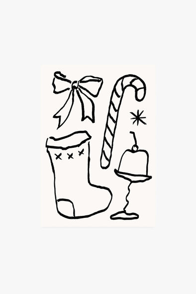 'Christmas Stocking' Postcard (risography)