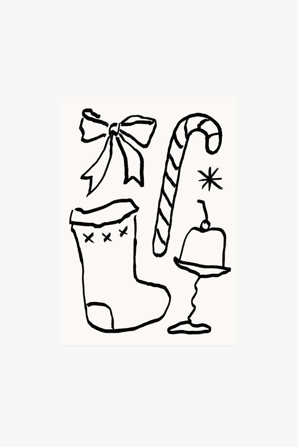 'Christmas Stocking' Postcard (risography)