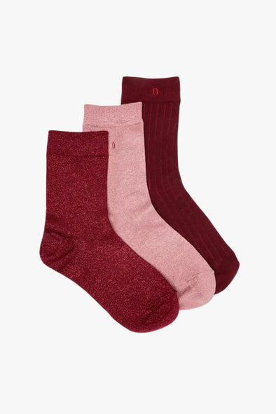 Burgundy & Pink Glitter Socks