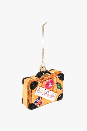 Xmas Hanger Glass Suitcase Gold