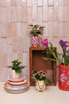 Striped Flowerpot Peach White