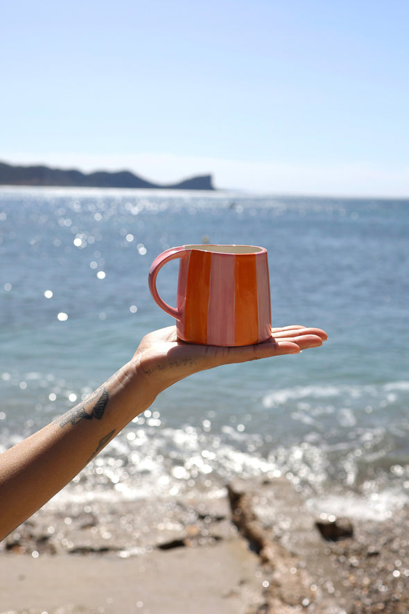 Striped Mug Pink Orange