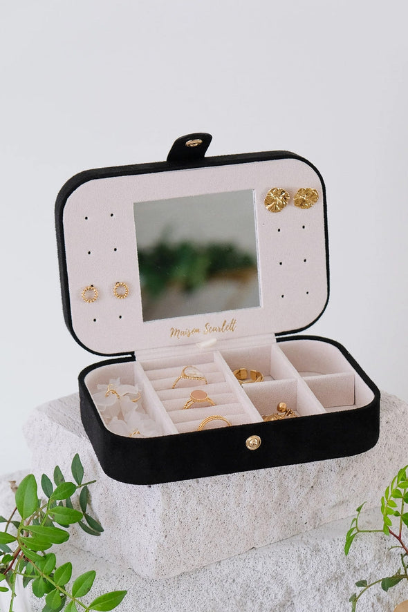 Brigitte Black Velvet Travel Jewellery Box